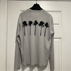 ATM Anthony Thomas Melillo / Men’s Grey Long Sleeve Shirt with Black Palm Design